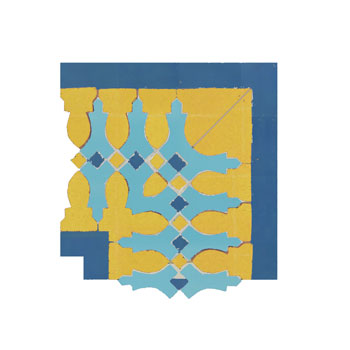 Mosaic House Moroccan tile Ank Corner 18-13-2 Light Blue,   Light Turquoise,   Yellow,    solid cement, encaustic, field, pattern, traditional, stars, classic 